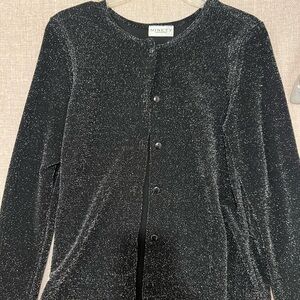 Ninety Petites Medium Black Shimmering Button Cardigan